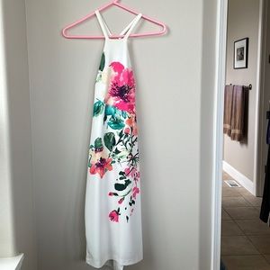 Summer, vacation, cruise, warm weather halter dress. Beautiful watercolor floral